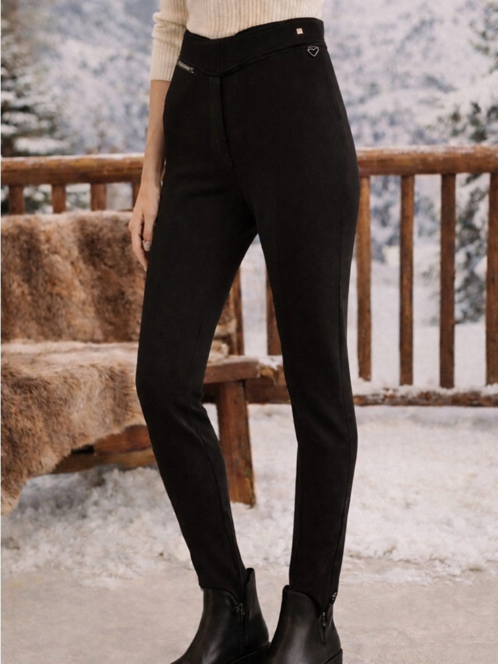Vintage Obermeyer Stirrup Ski Pants Wool Black Alpine Tailored XS